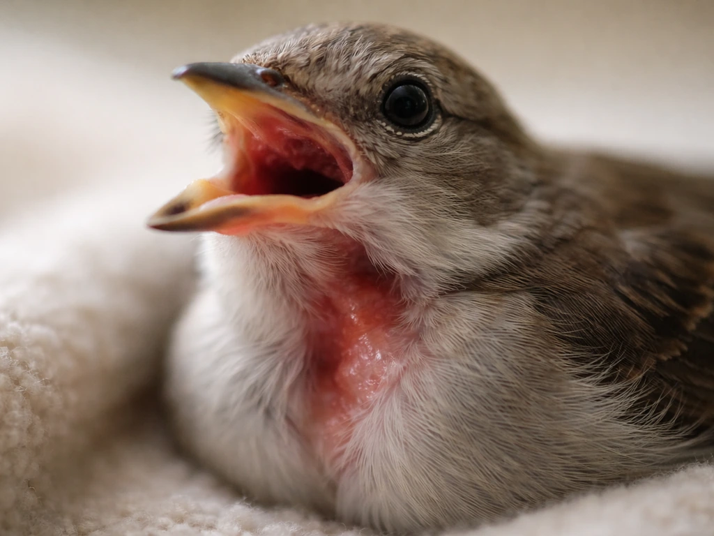 Close-up of a bird’s mouth and throat area with a subtle, realistic focus on oral cavity and crop region.