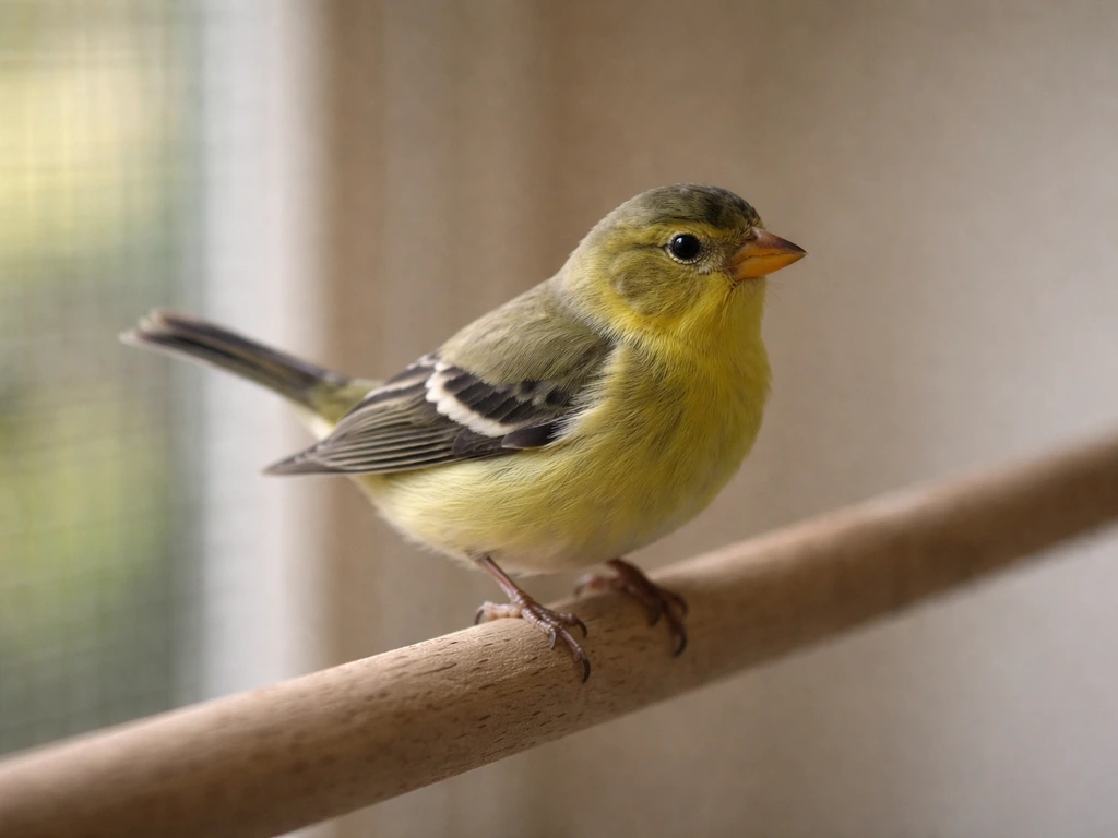 Side view of a small pet bird with visible chest movement and rhythmic tail bobbing