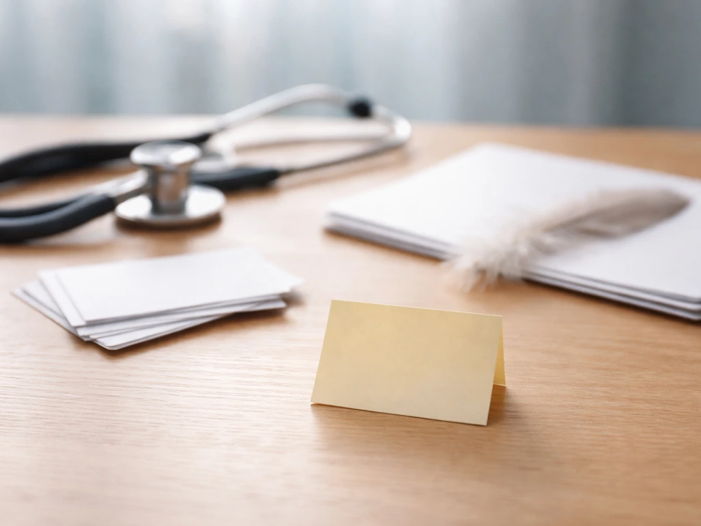 Sticky note and bird-health items on a wooden table, implying a vague non-specific label.