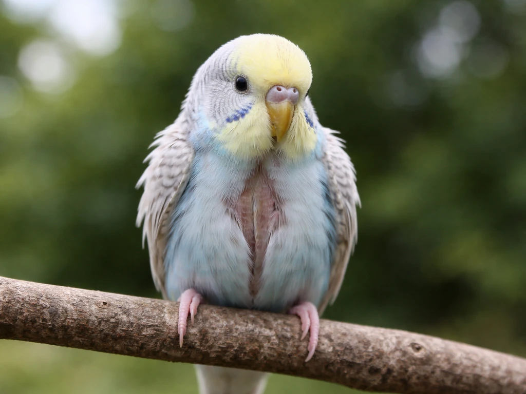 Small bird perched with fluffed posture and prominent keel/bony breast, showing reduced body condition