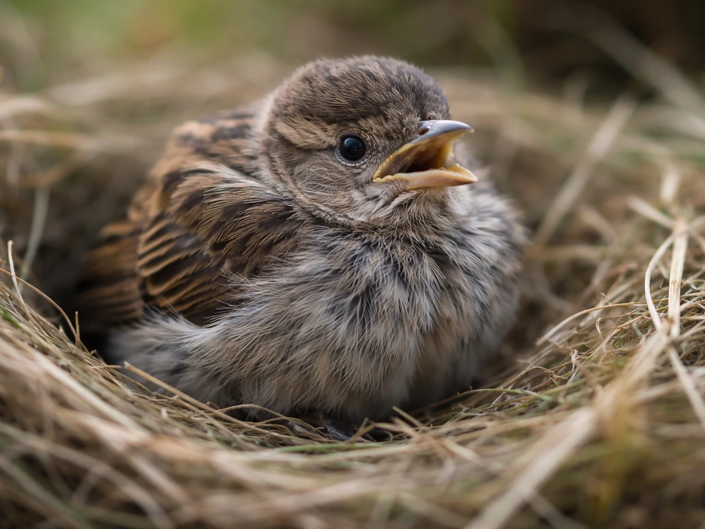 Close-up of a ruffled small bird showing subtle breathing distress in a natural setting